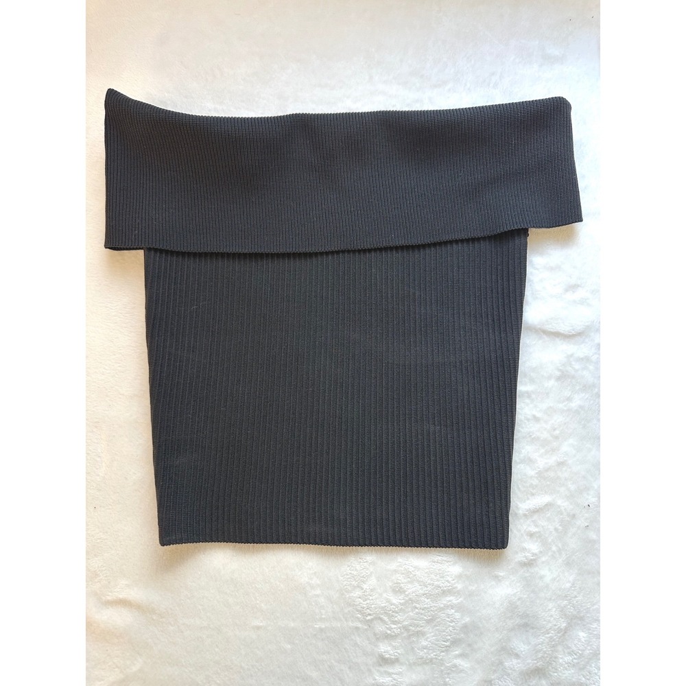 DL1961 Insta Sculpt Off Shoulder Top Black XXS Ribbed Bodycon Luxury Minimalist - Picture 2 of 10